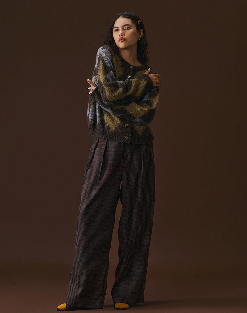 Pantaloni Nala in tessuto pesante check blu e rosso