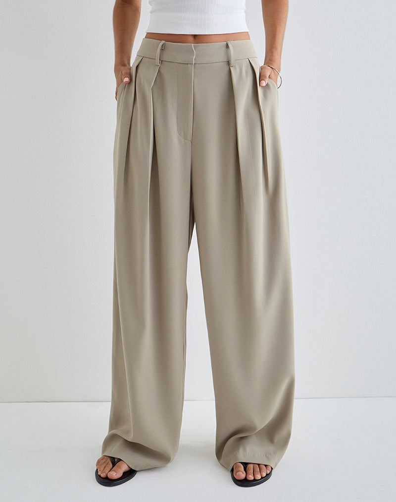 Pantaloni a pieghe larghe Nala in Taupe Sartoria