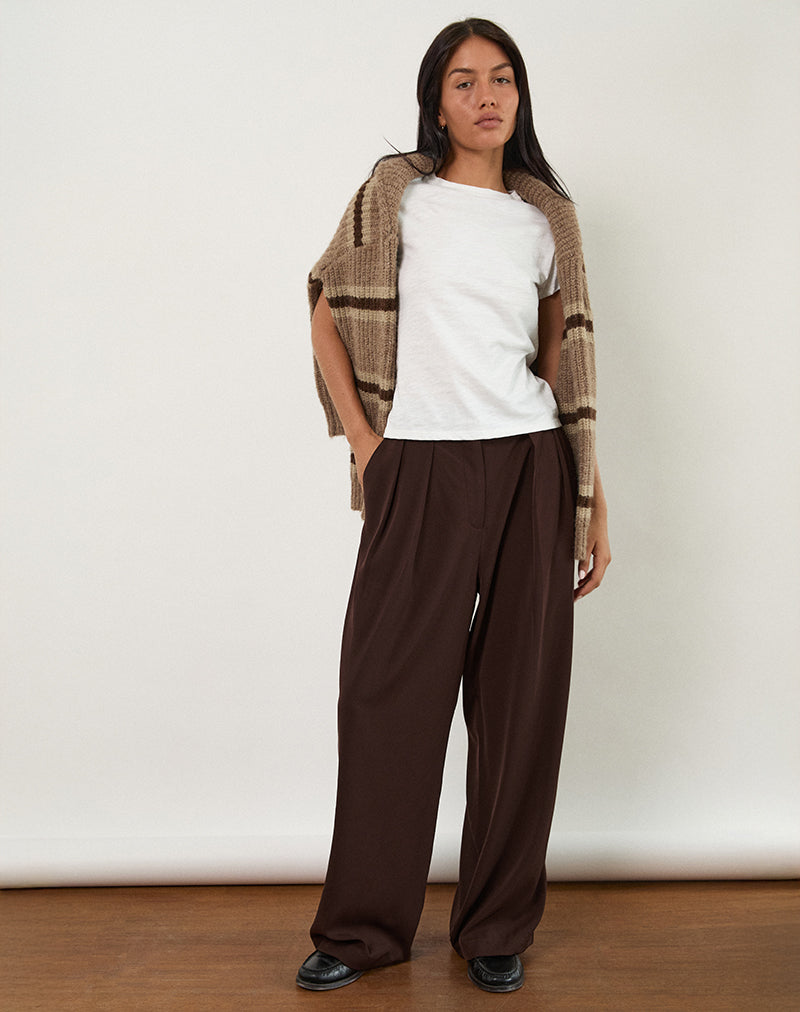 Immagine dei pantaloni a pieghe larghe Nala in cioccolato amaro