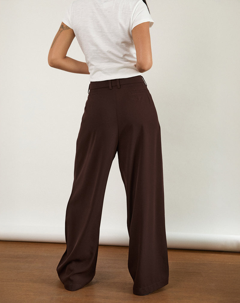 Immagine dei pantaloni a pieghe larghe Nala in cioccolato amaro