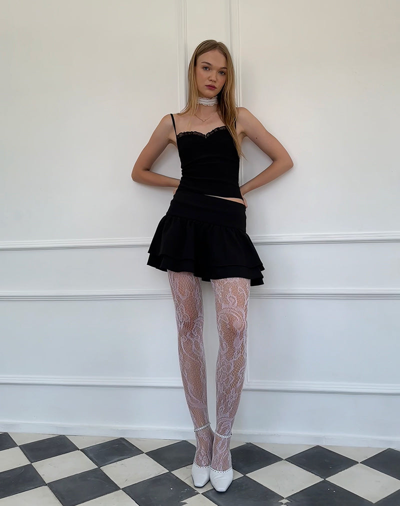 Immagine di Nalanie Chiffon Frill Cami Top in nero