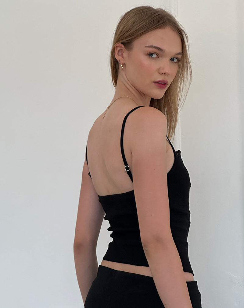 Immagine di Nalanie Chiffon Frill Cami Top in nero