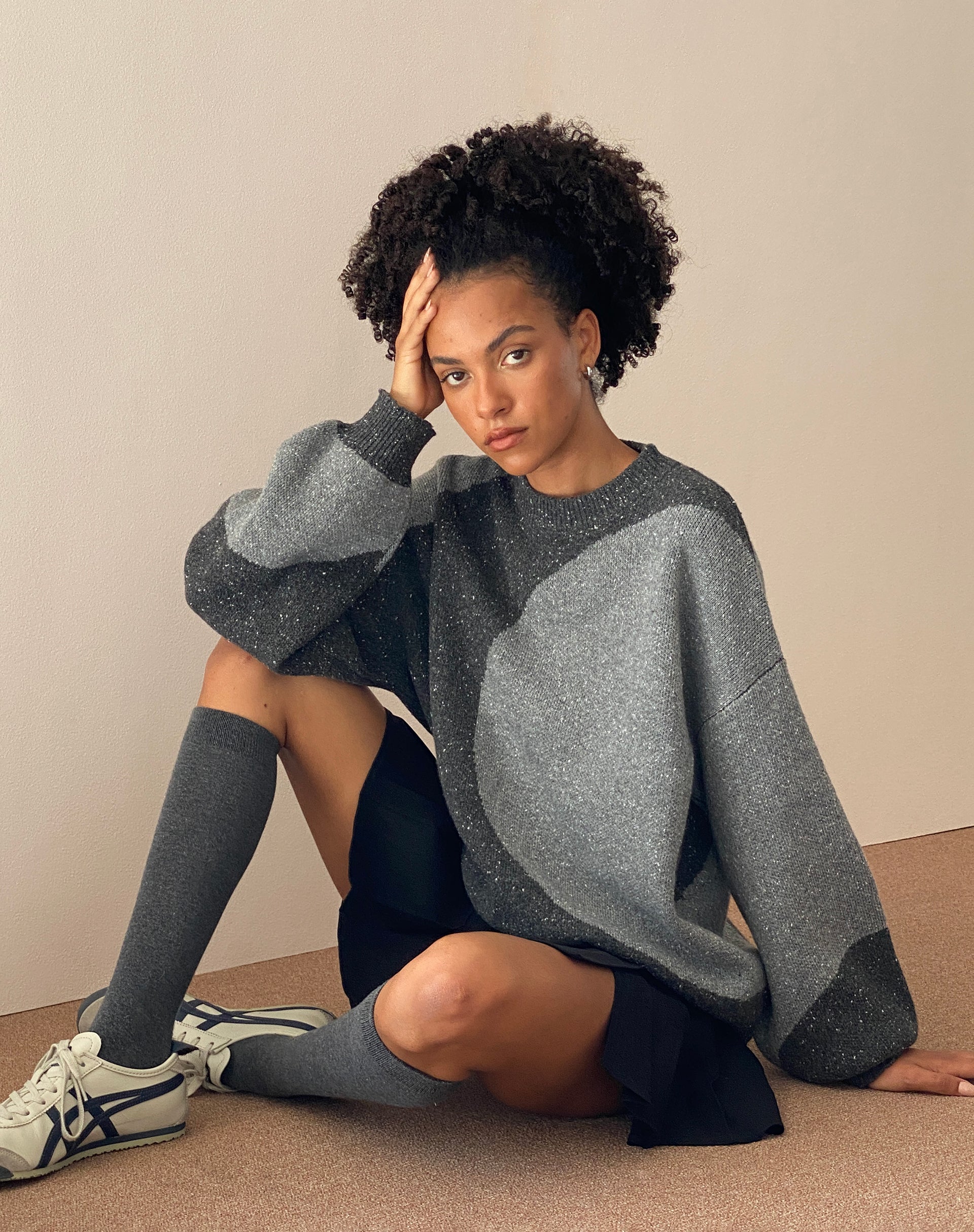 Immagine di Namari Jumper in maglia mista nera e carbone
