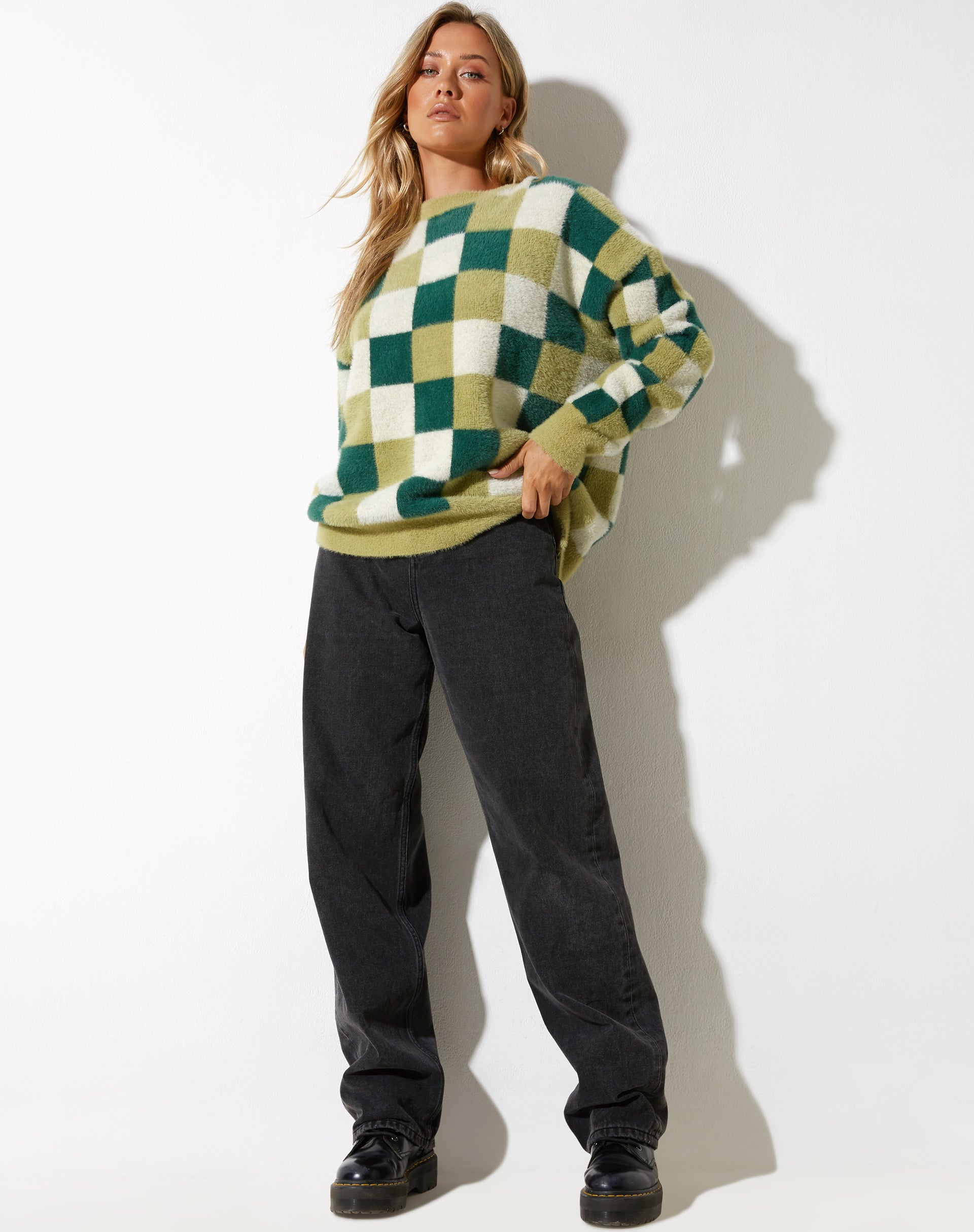 immagine di Namari Jumper in Checker Green Cream