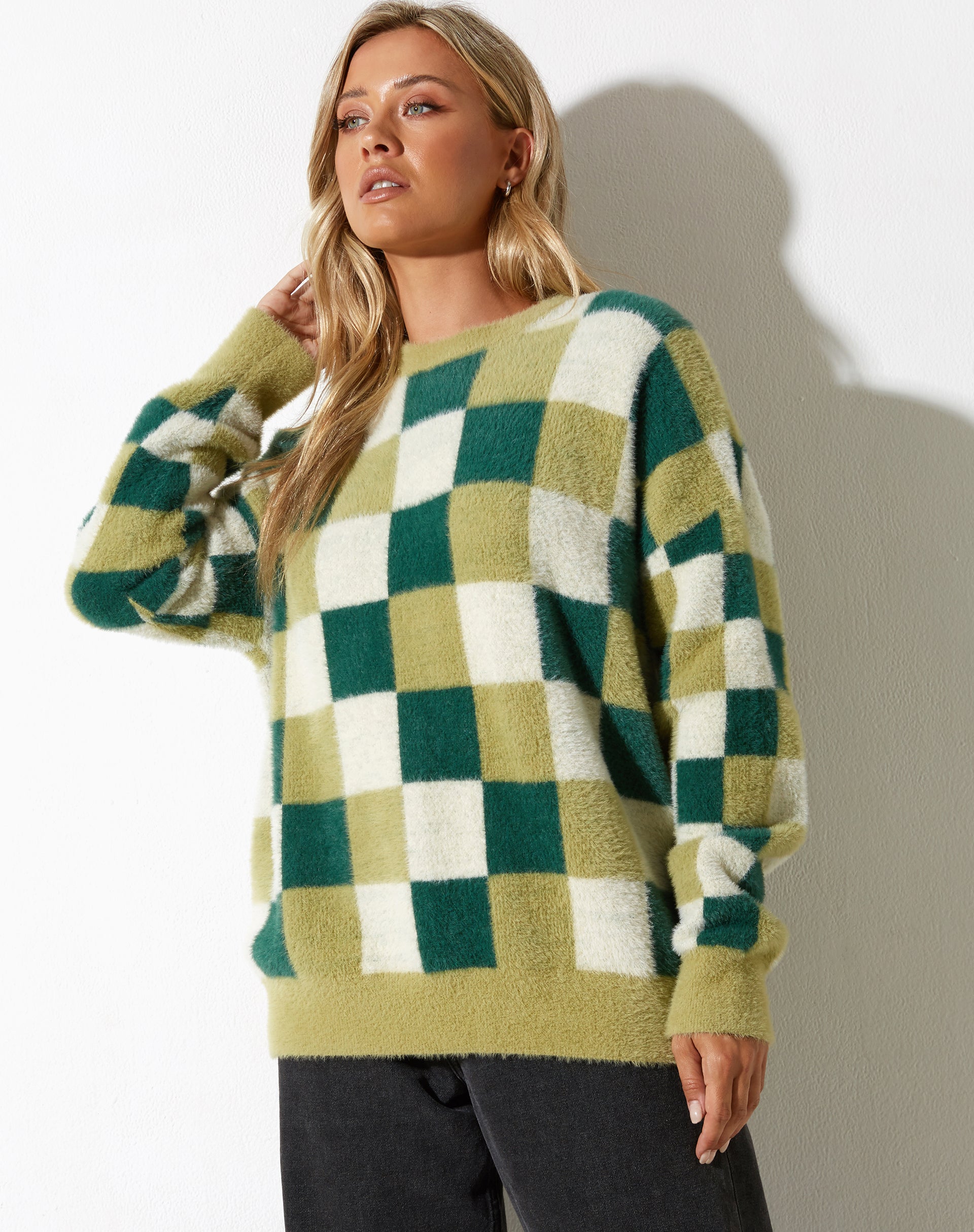 immagine di Namari Jumper in Checker Green Cream