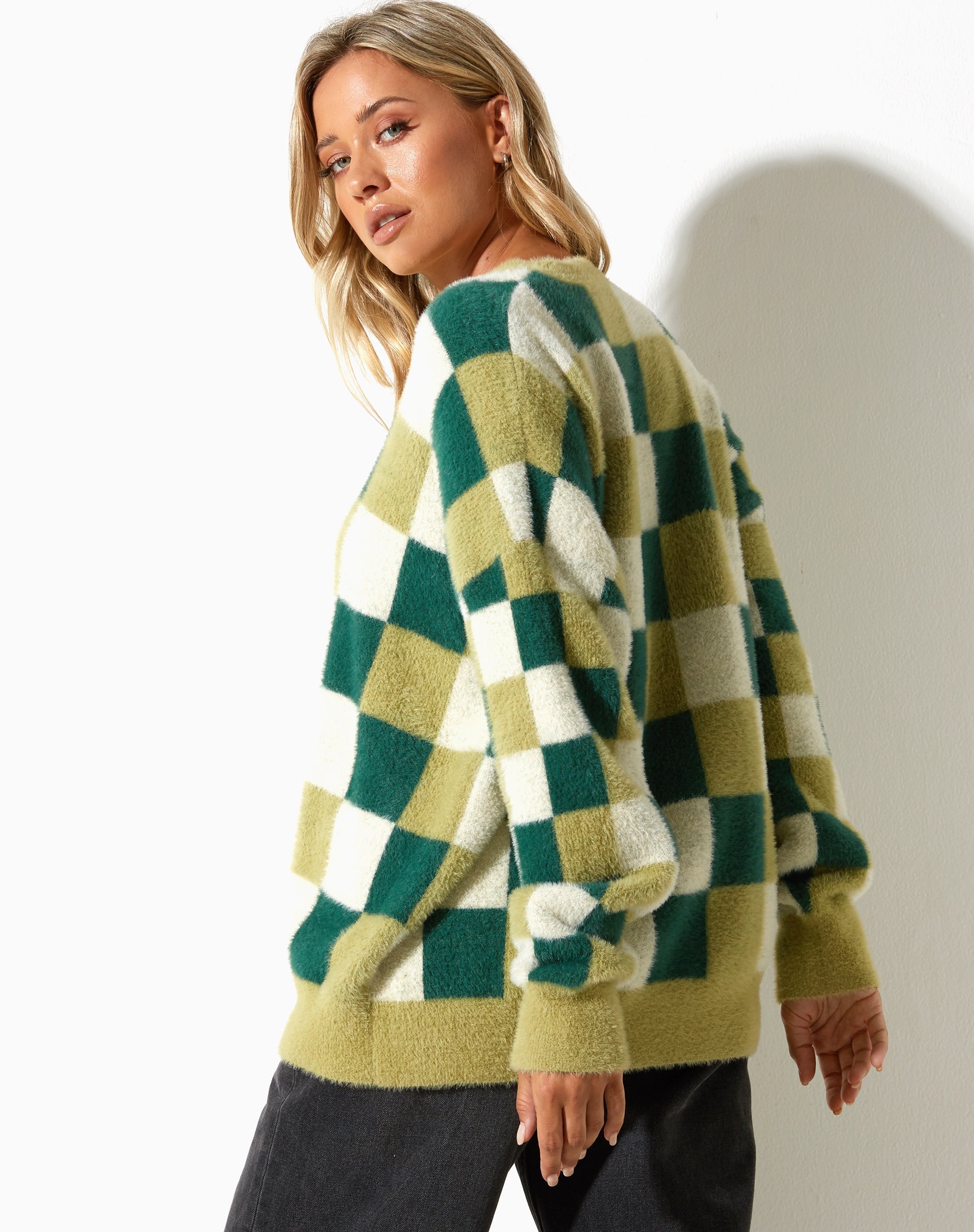 immagine di Namari Jumper in Checker Green Cream