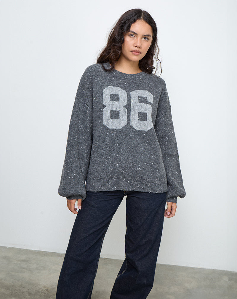 Maglia Namari in maglia grigia con motivo 86