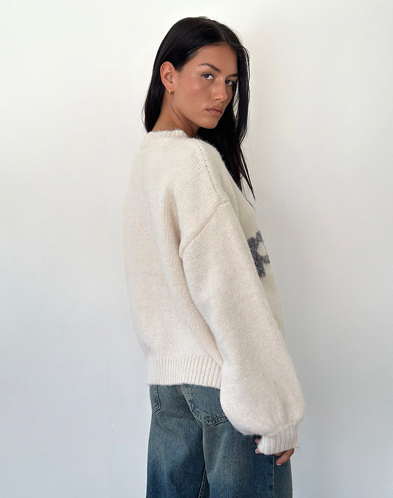 Maglione Namari con stampa avorio Off Piste