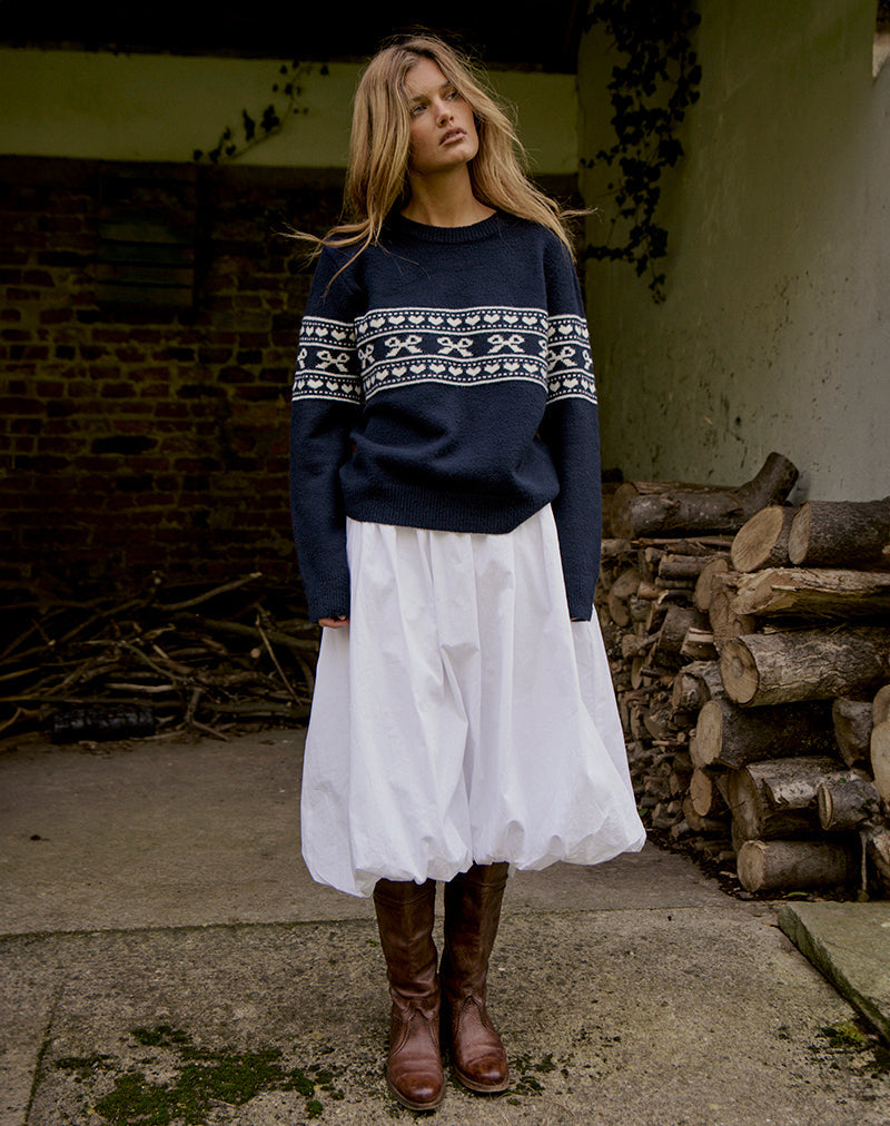 Maglia Namirta in Peacoat con fiocco Fairisle