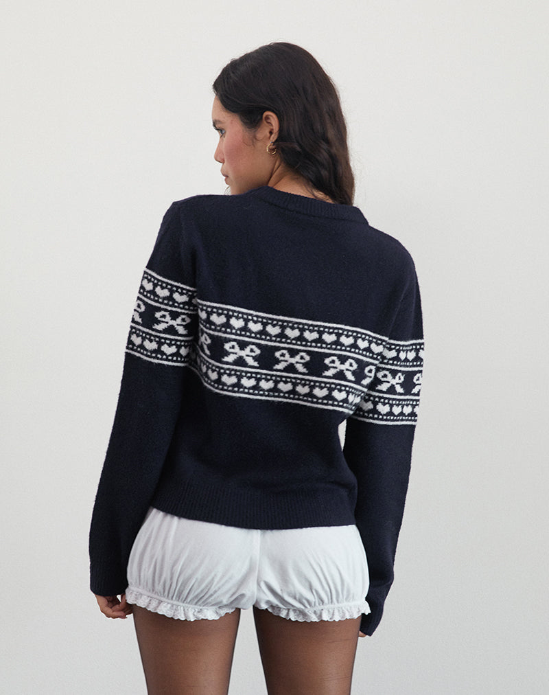 Immagine di Namirta Maglia in Peacoat con fiocco Fairisle