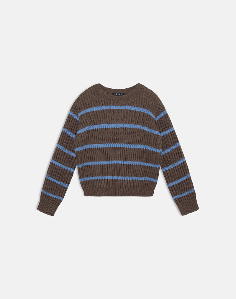 Immagine del maglione Namirta marrone con strisce blu