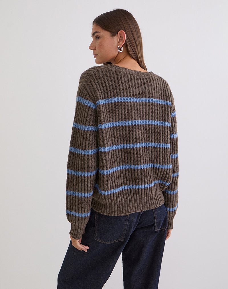 Immagine del maglione Namirta marrone con strisce blu