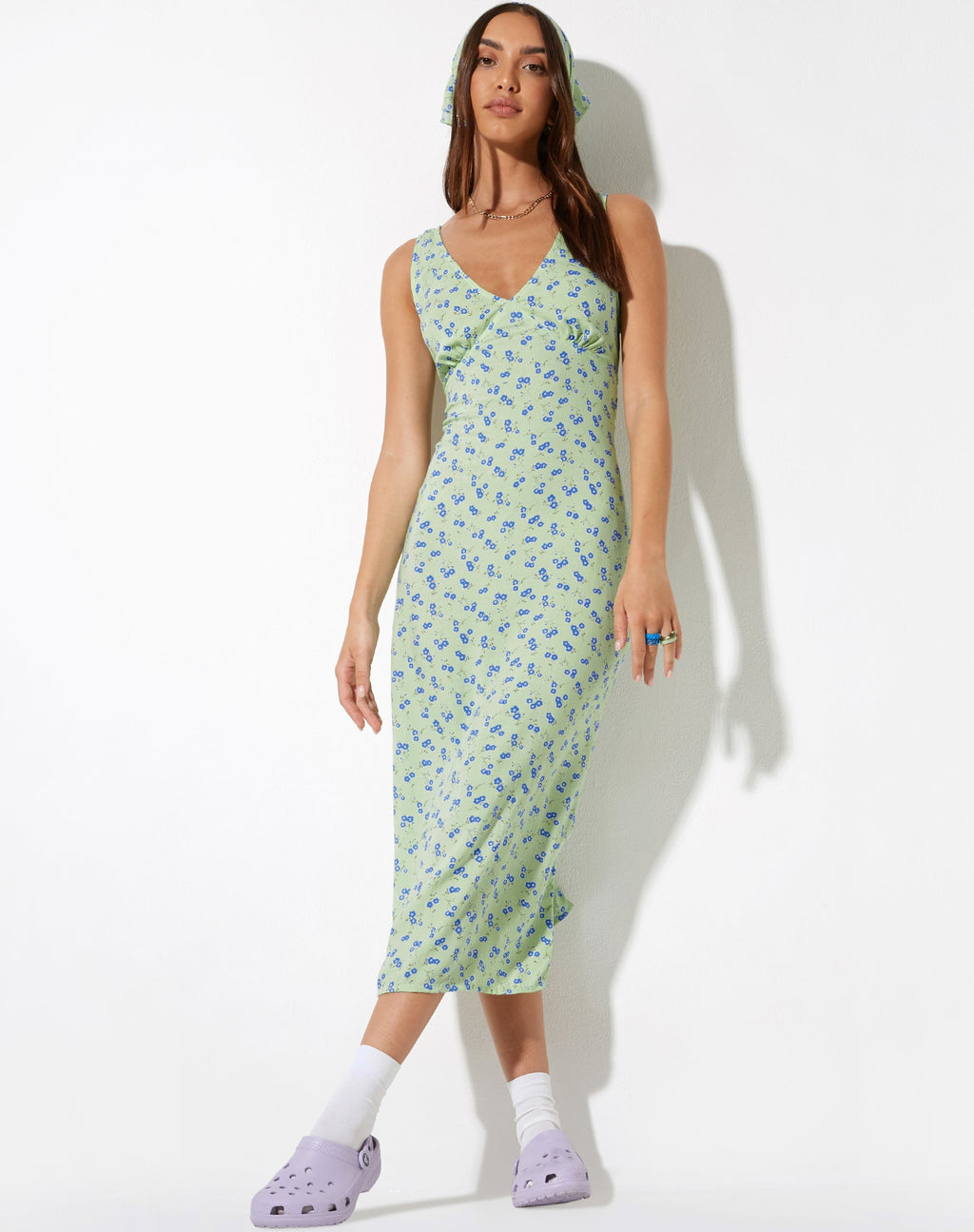 Lisheva - Vestito midi in lime floreale
