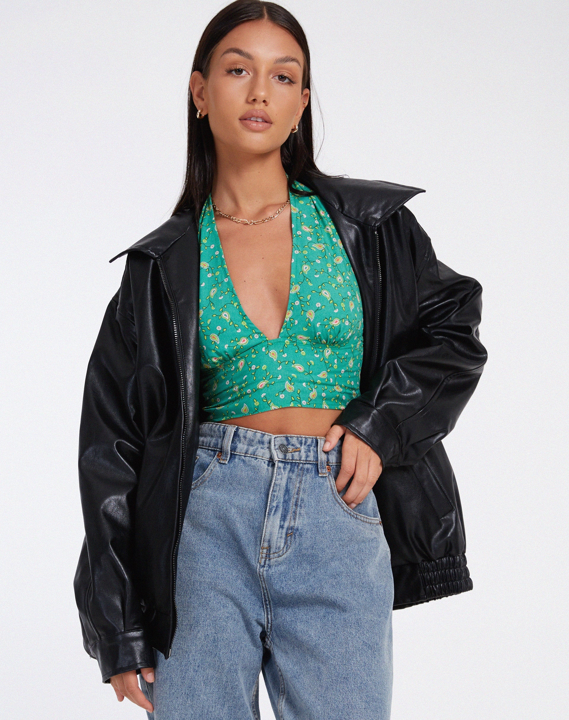 Immagine di Nanda Crop Top in verde Paisley Fun