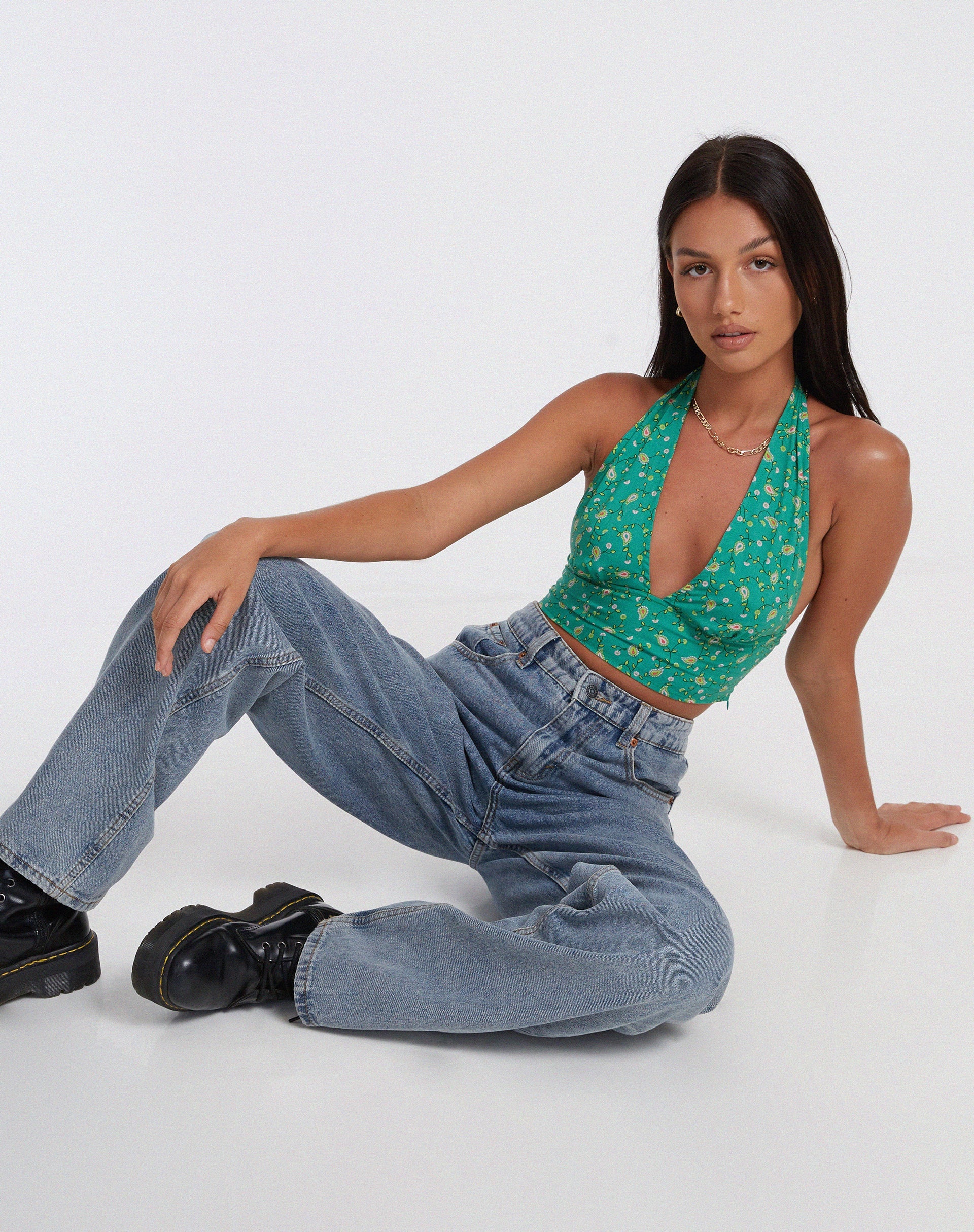 Immagine di Nanda Crop Top in verde Paisley Fun