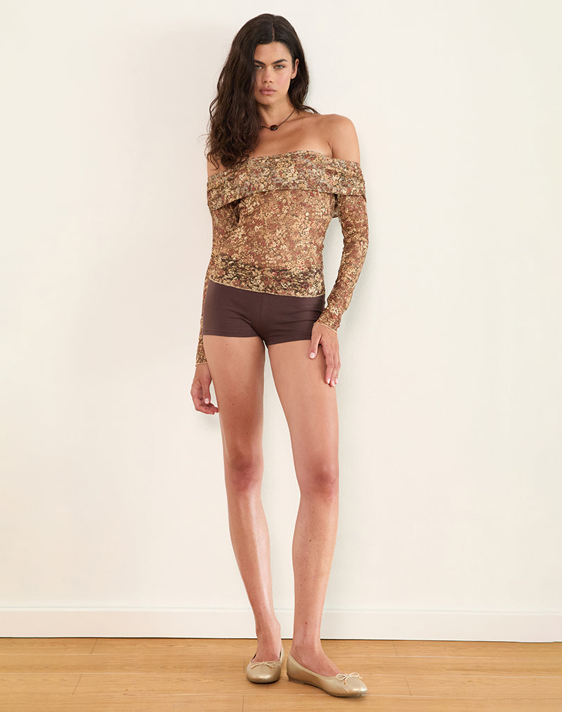 Top Nanila in Cluster Floral Brown