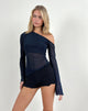 Immagine di Narcissa - Top asimmetrico a maniche lunghe in rete - Navy