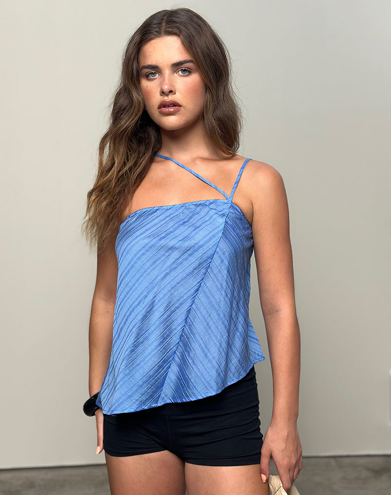 Immagine di Narella Top in chiffon a righe blu