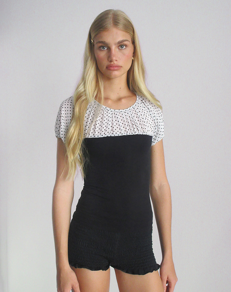 Immagine di Naria Top in Chiffon Bianco Basic Polka Nero
