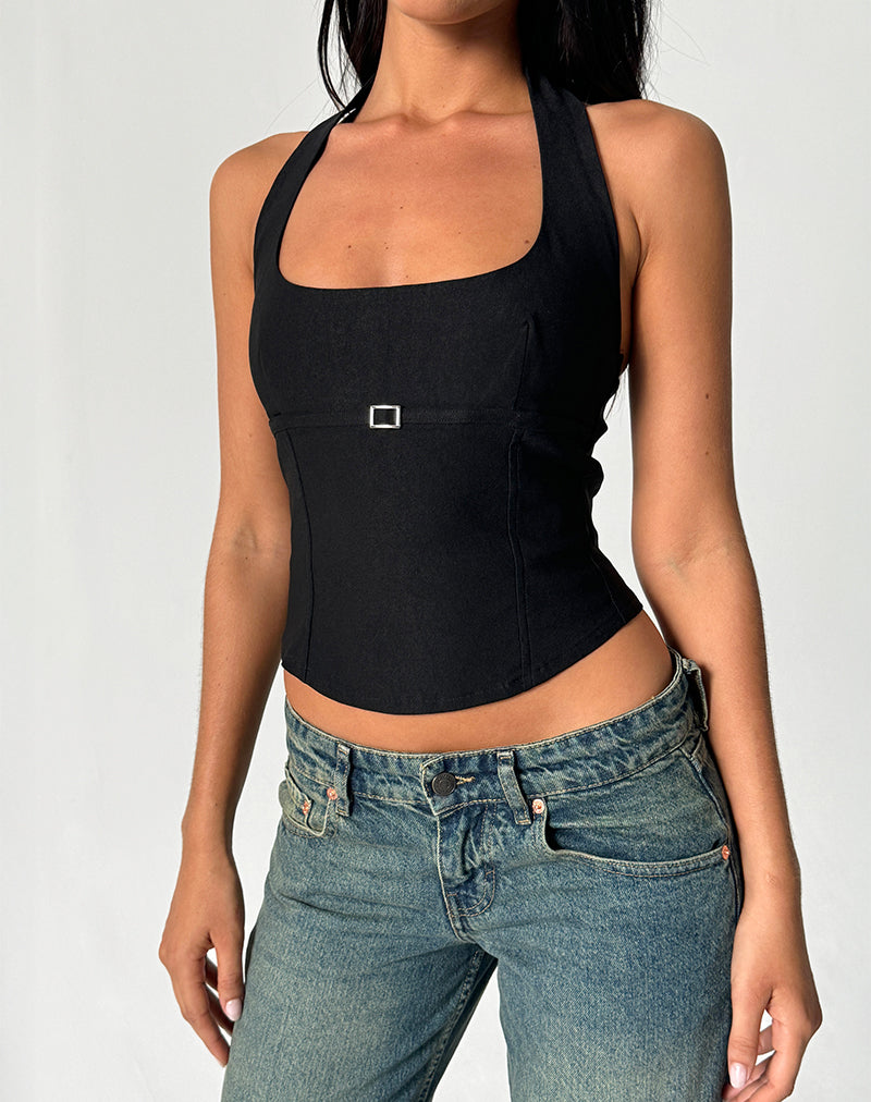Immagine di Nasya Halter Top in Nero Sartoriale