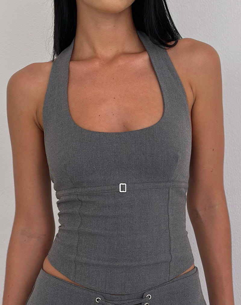 Immagine di Nasya Halter Top in Charcoal sartoriale