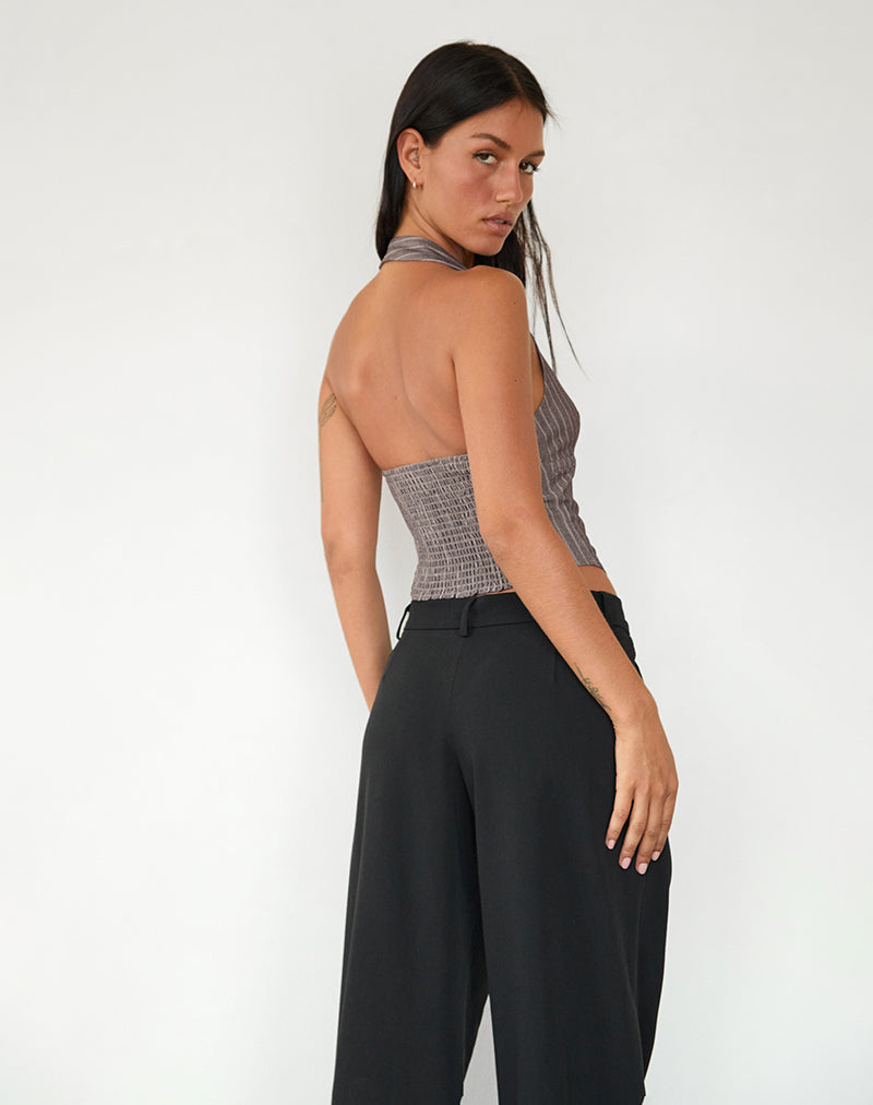 Immagine di Nasya Top con collo alto in gessato grigio Sartoriale
