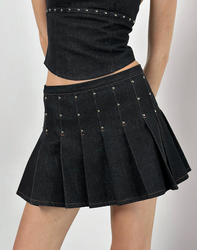 Immagine di Gatlin Gonna in Chambray Borchie Nero
