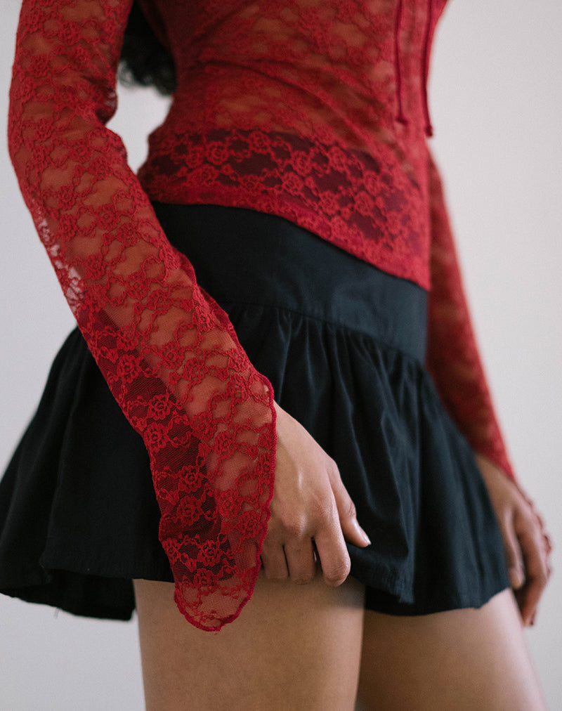 immagine di Natasha Tie Front Top in pizzo Mari Rosso