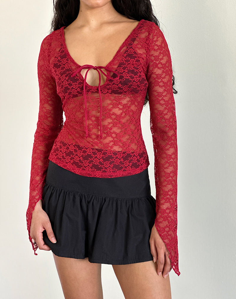 Top Natasha in pizzo Mari rosso