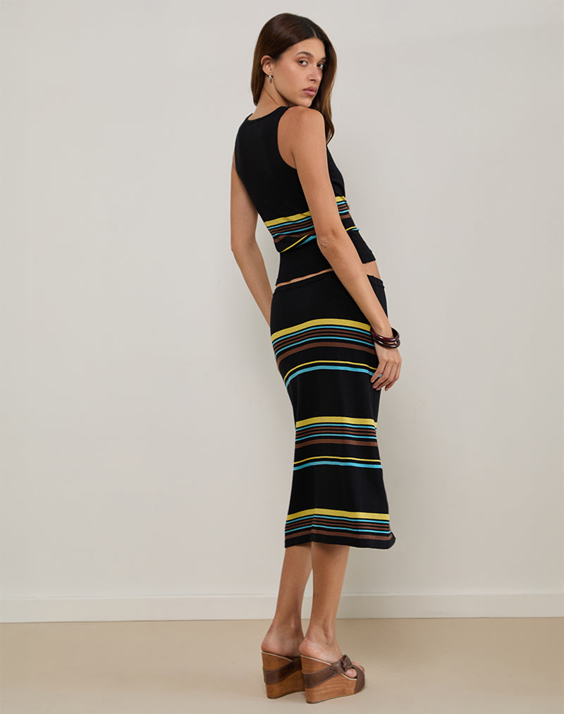 Immagine di Natcha Gilet Top in nero con strisce marroni e blu