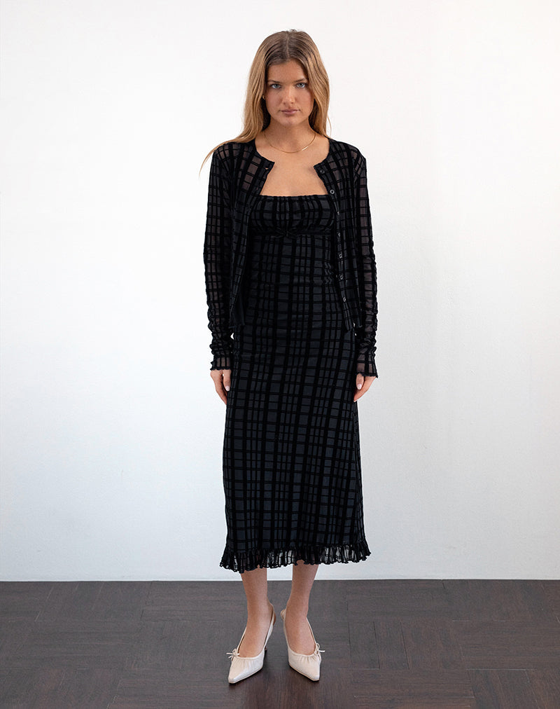 Immagine di Nateda Dress in Tonal Check Flock Nero