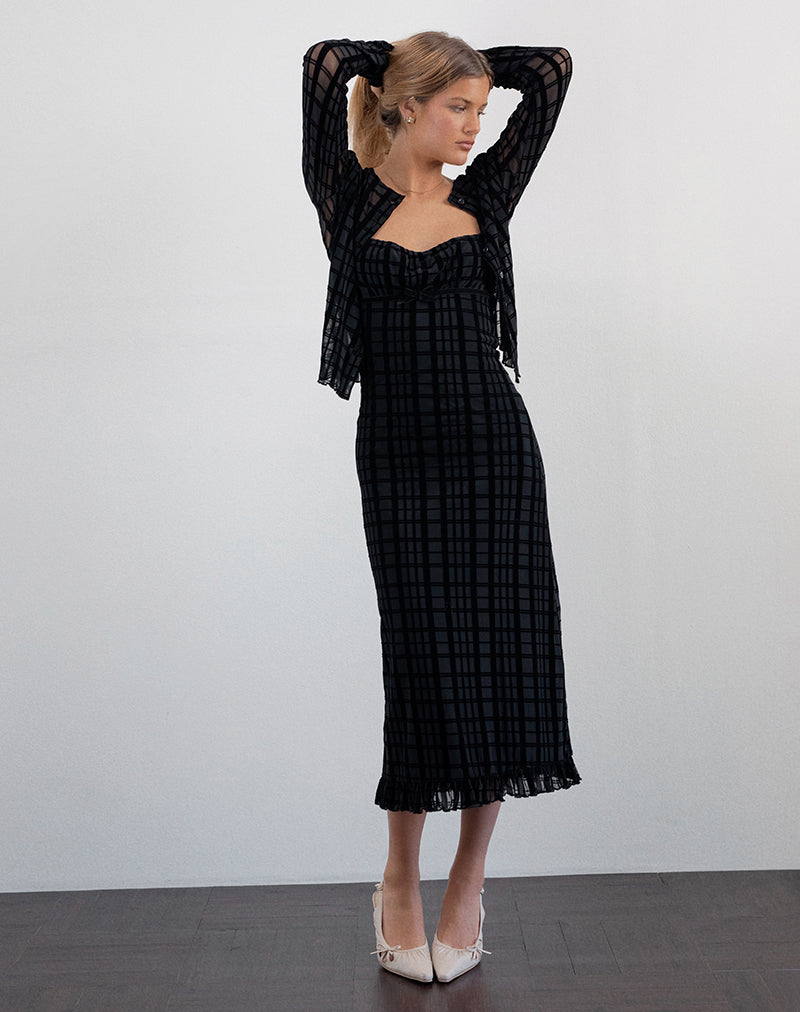Immagine di Nateda Dress in Tonal Check Flock Nero