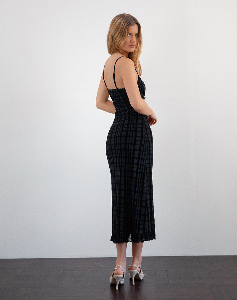 Immagine di Nateda Dress in Tonal Check Flock Nero