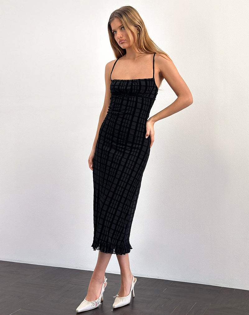 Immagine di Nateda Dress in Tonal Check Flock Nero