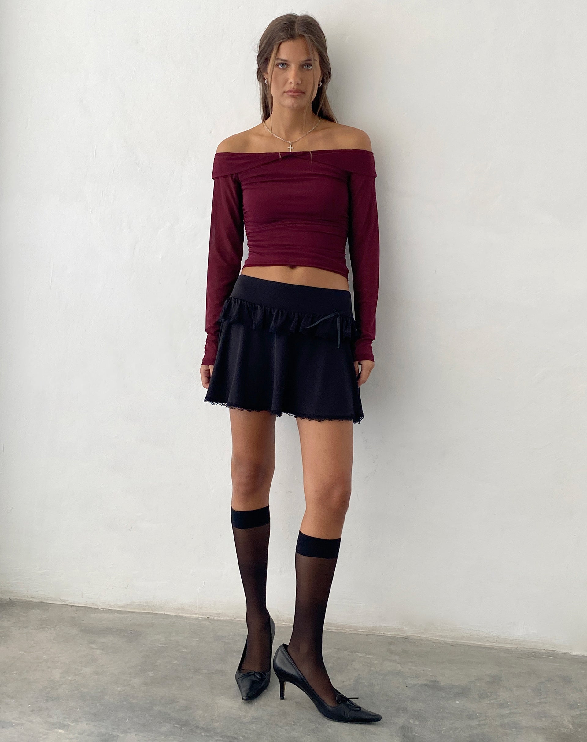 Immagine di Nauri Mesh Bardot Top in marrone
