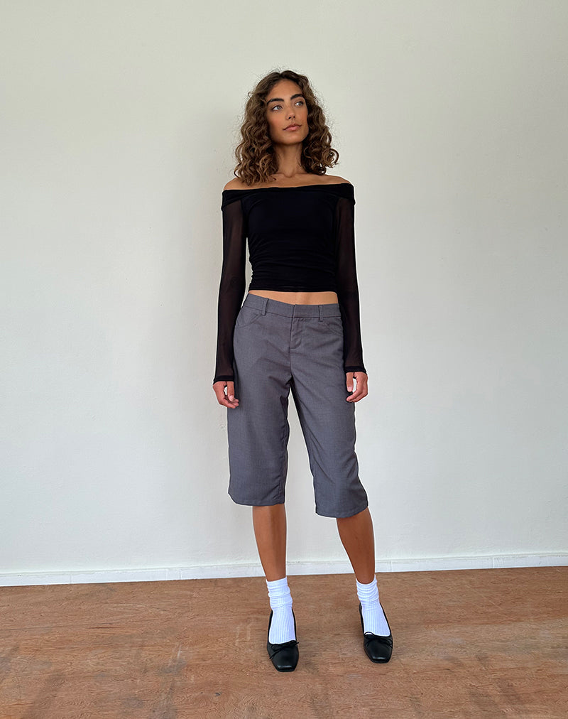 Immagine di Nauri Top Bardot a manica lunga in mesh nero