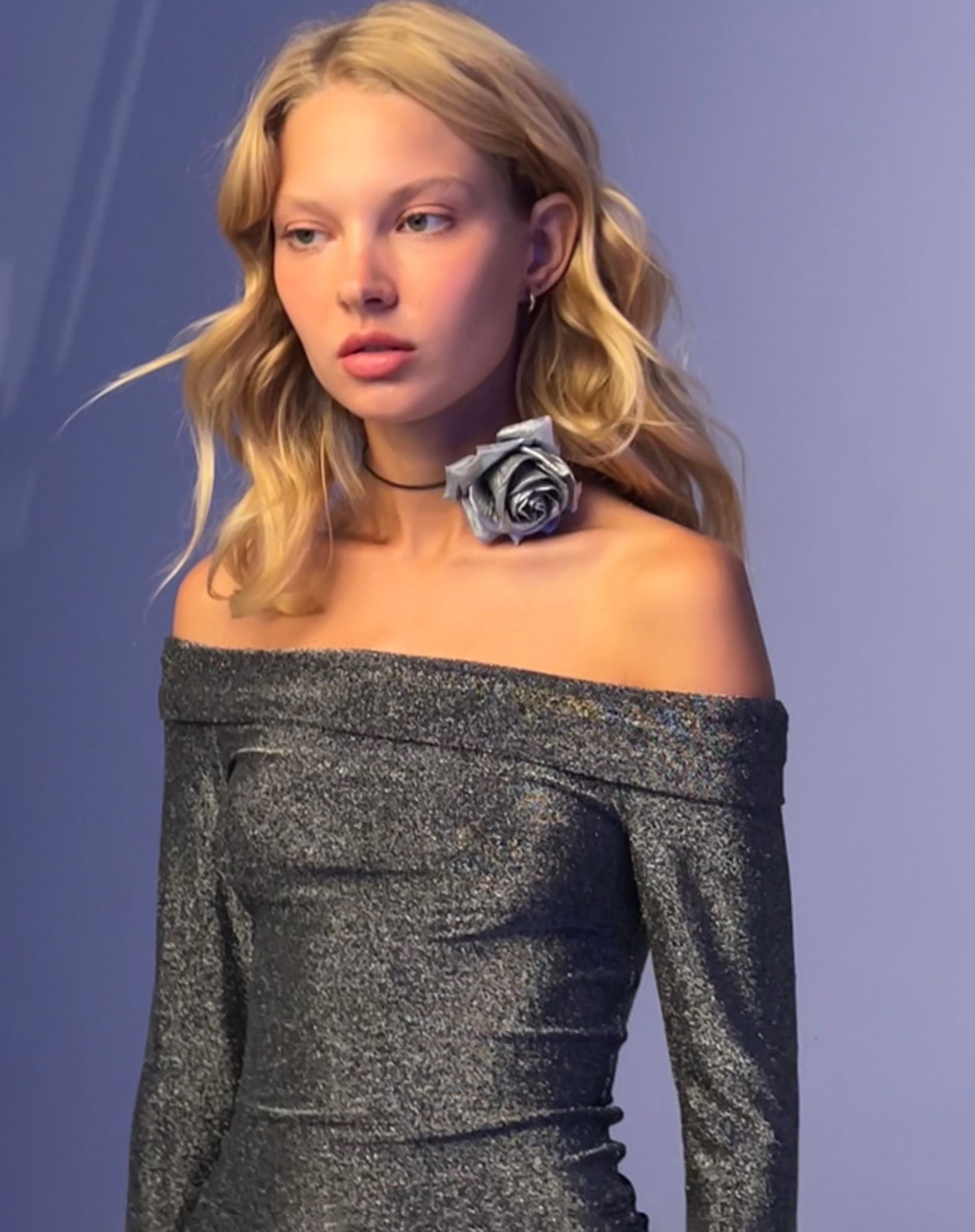 Immagine di Naysila Bardot Top in Black Shimmer