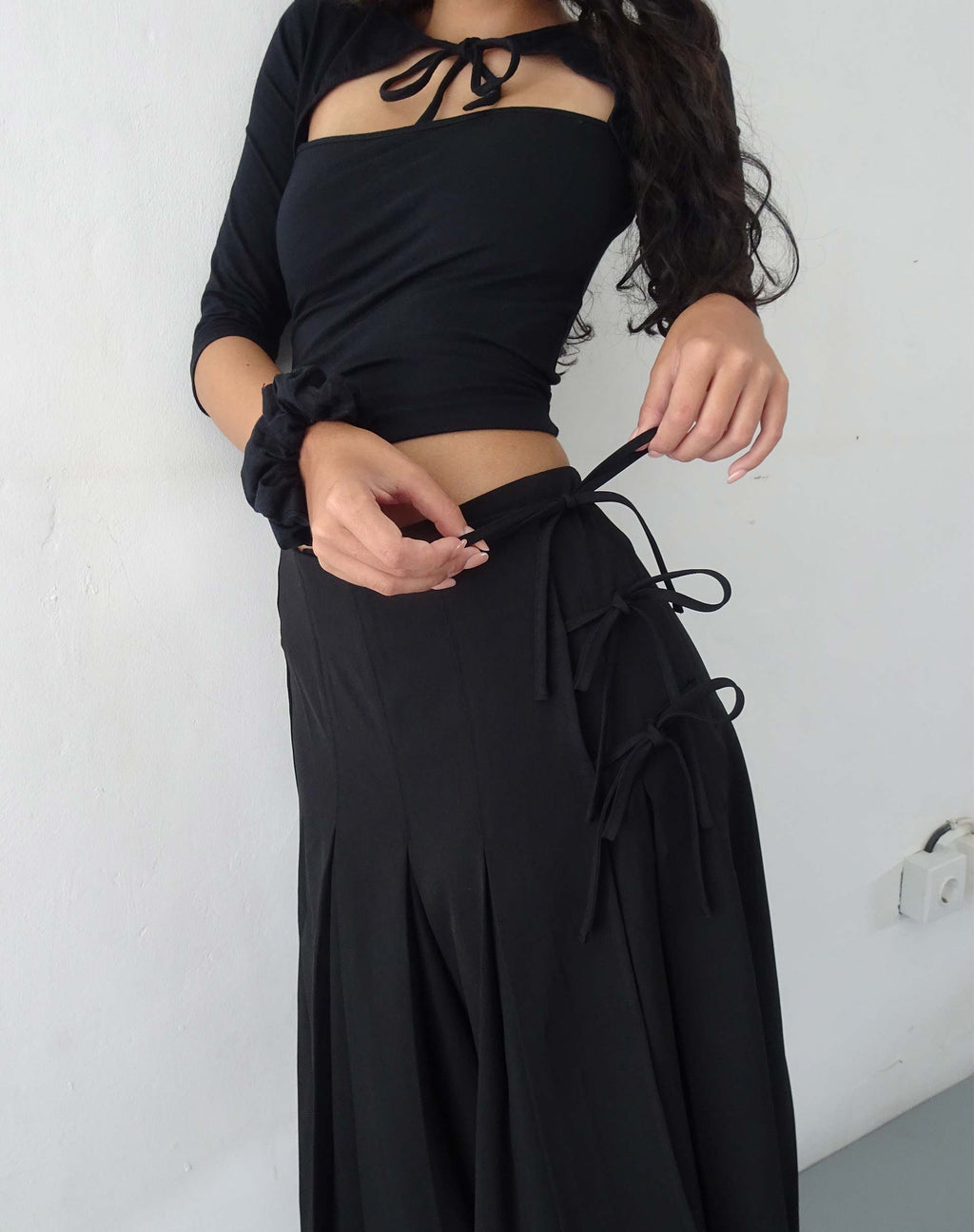 Gonna Madelyn a pieghe in nero