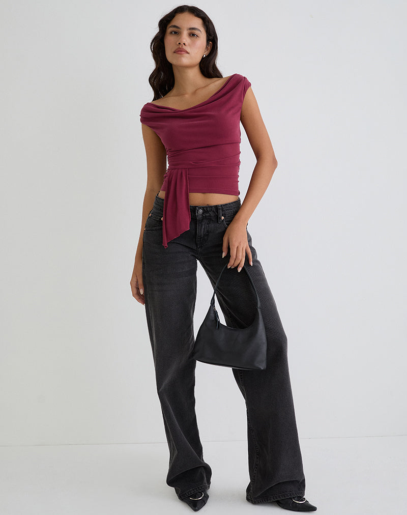 Immagine di Neida Drape Top in Cupro Borgogna