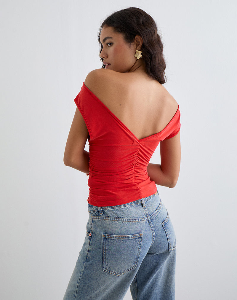 Immagine di Neida Drape Top in cupro rosso