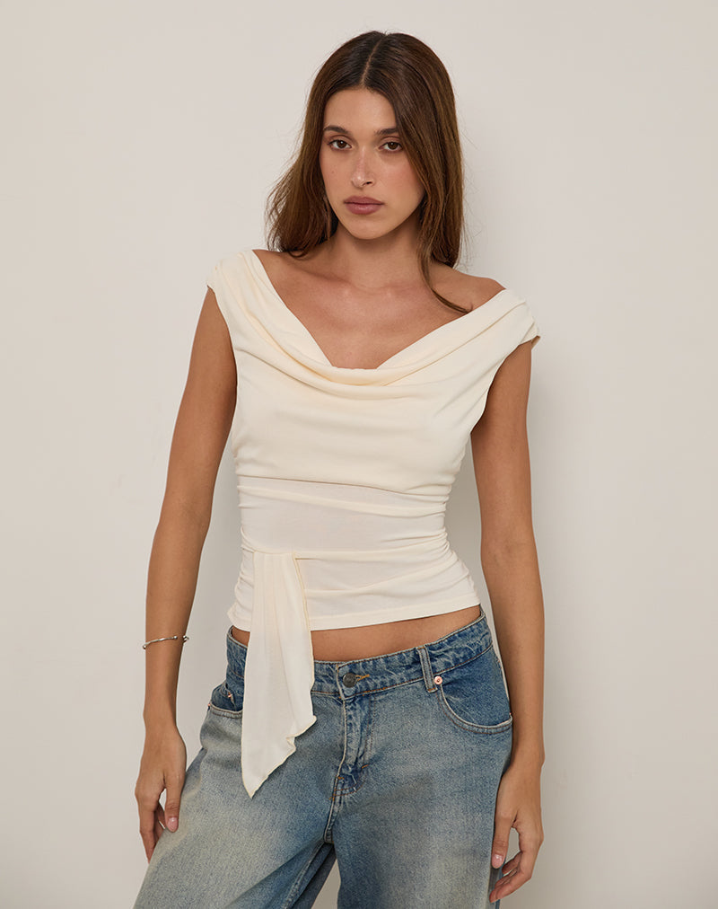 Immagine di Neida Drape Top in Cupro Cream