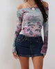 Immagine di Neira Top Bardot a manica lunga in maglia astratta Scrapbook