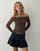 Immagine di Neira Top Bardot a maniche lunghe in maglia strutturata Mocha