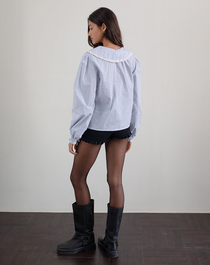 Immagine di Nelcy Camicia con colletto oversize a righe verticali piccole Blu