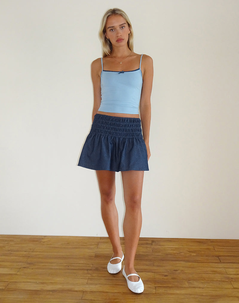 Immagine di Nelesi Mini Gonna in Denim Chambray Indigo