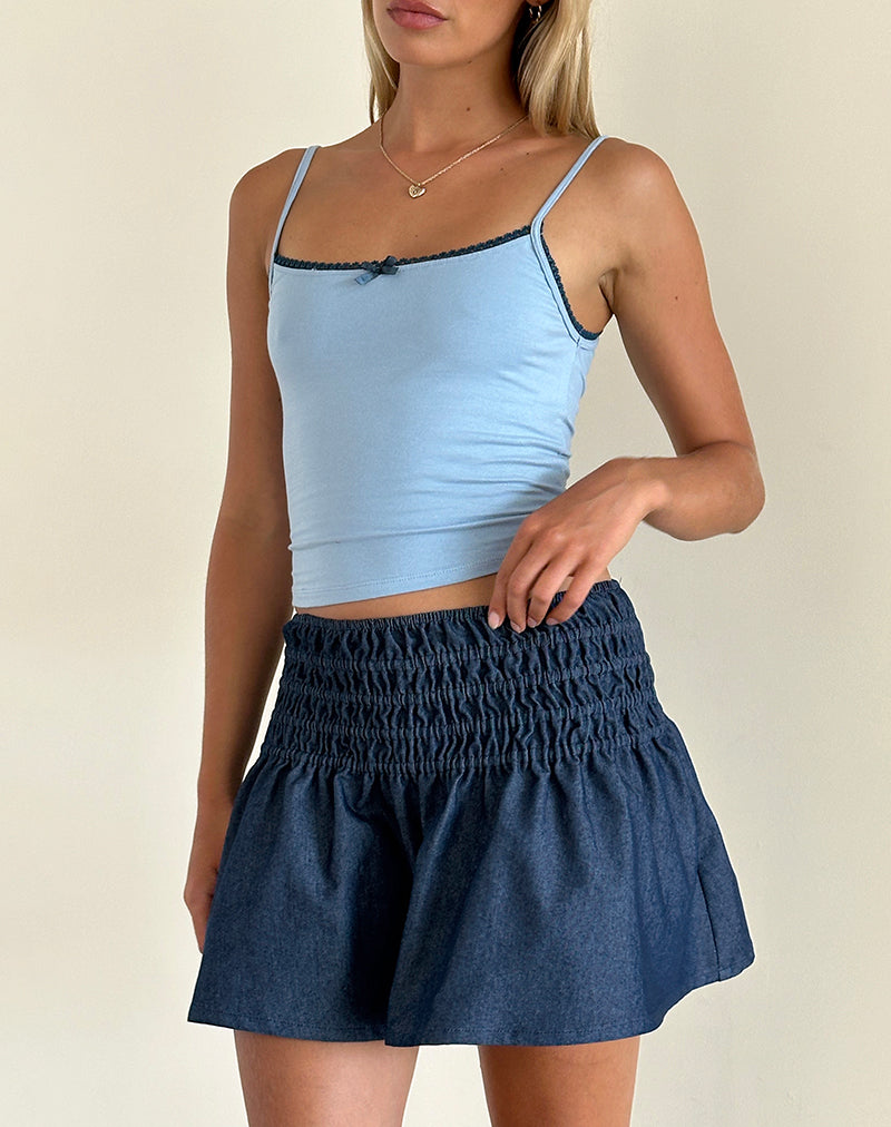 Immagine di Nelesi Mini Gonna in Denim Chambray Indigo