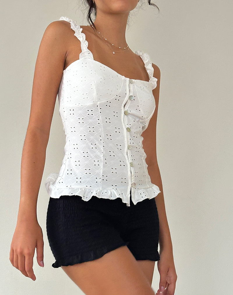 Immagine di Neroli Corsetto Top in Broderie Bianco
