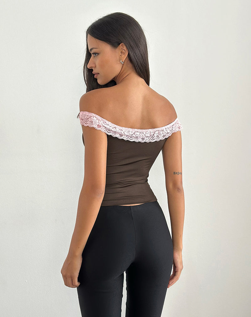 Immagine di Nesel Top in pizzo marrone Slinky Pink