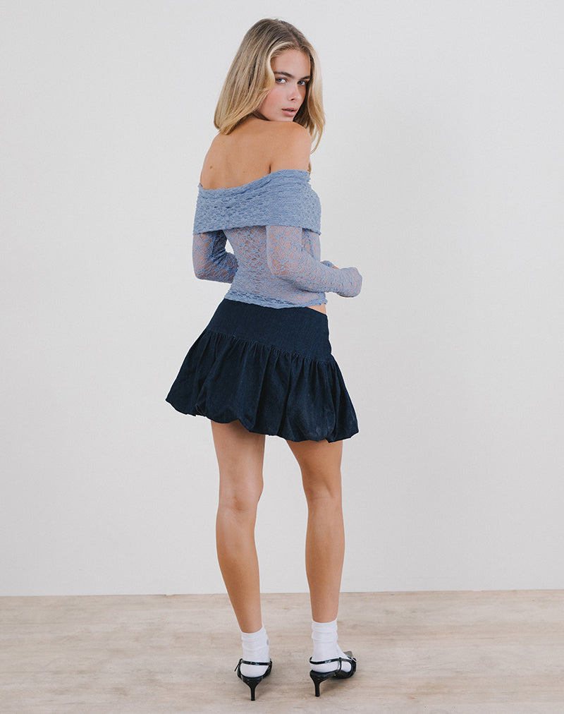 Immagine di Nesta Top Bardot in pizzo sfoderato Blu
