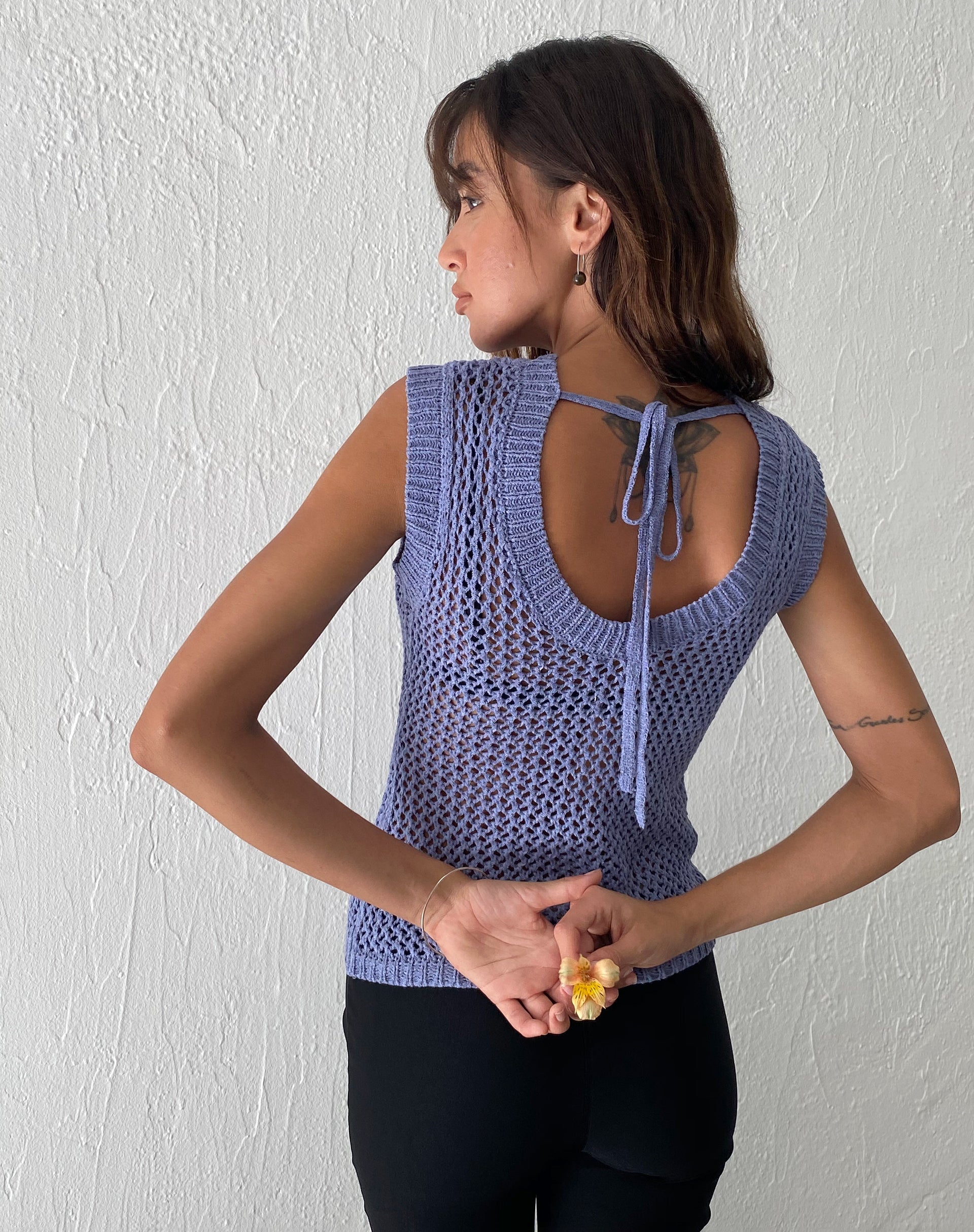 Immagine di Nibura Canottiera aperta sul retro in maglia blu